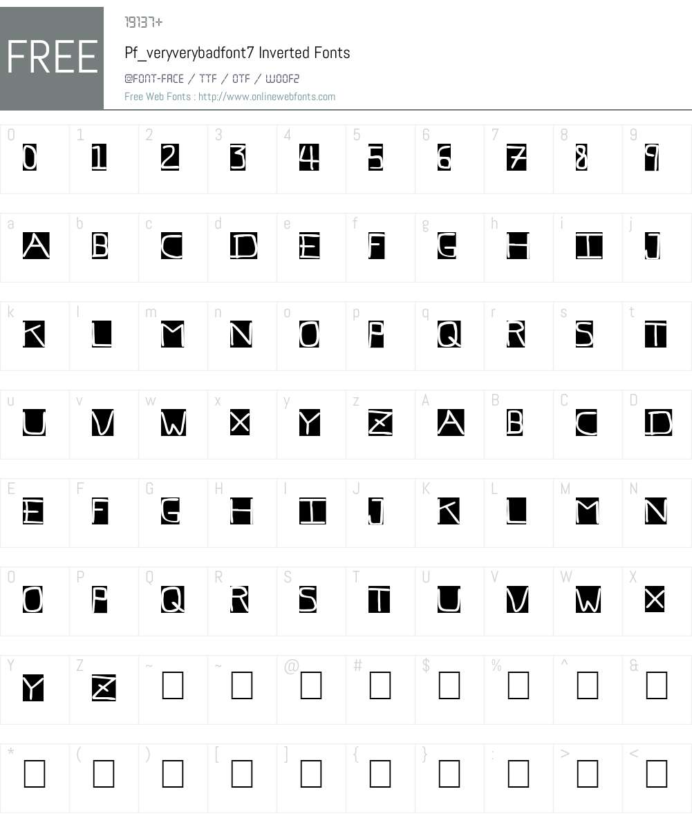 Pfvvbf7 inverted Font Screenshots