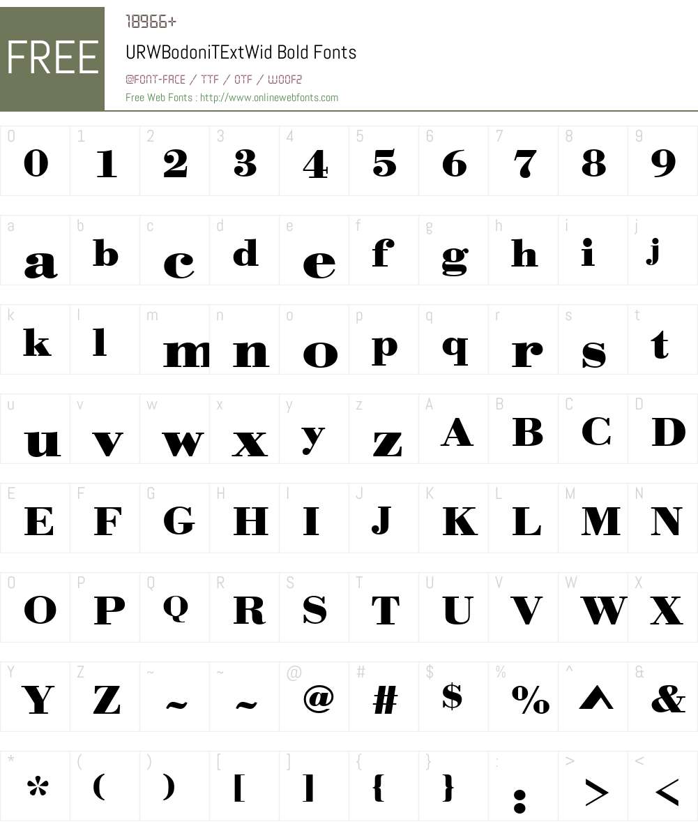 URWBodoniTExtWid Font Screenshots