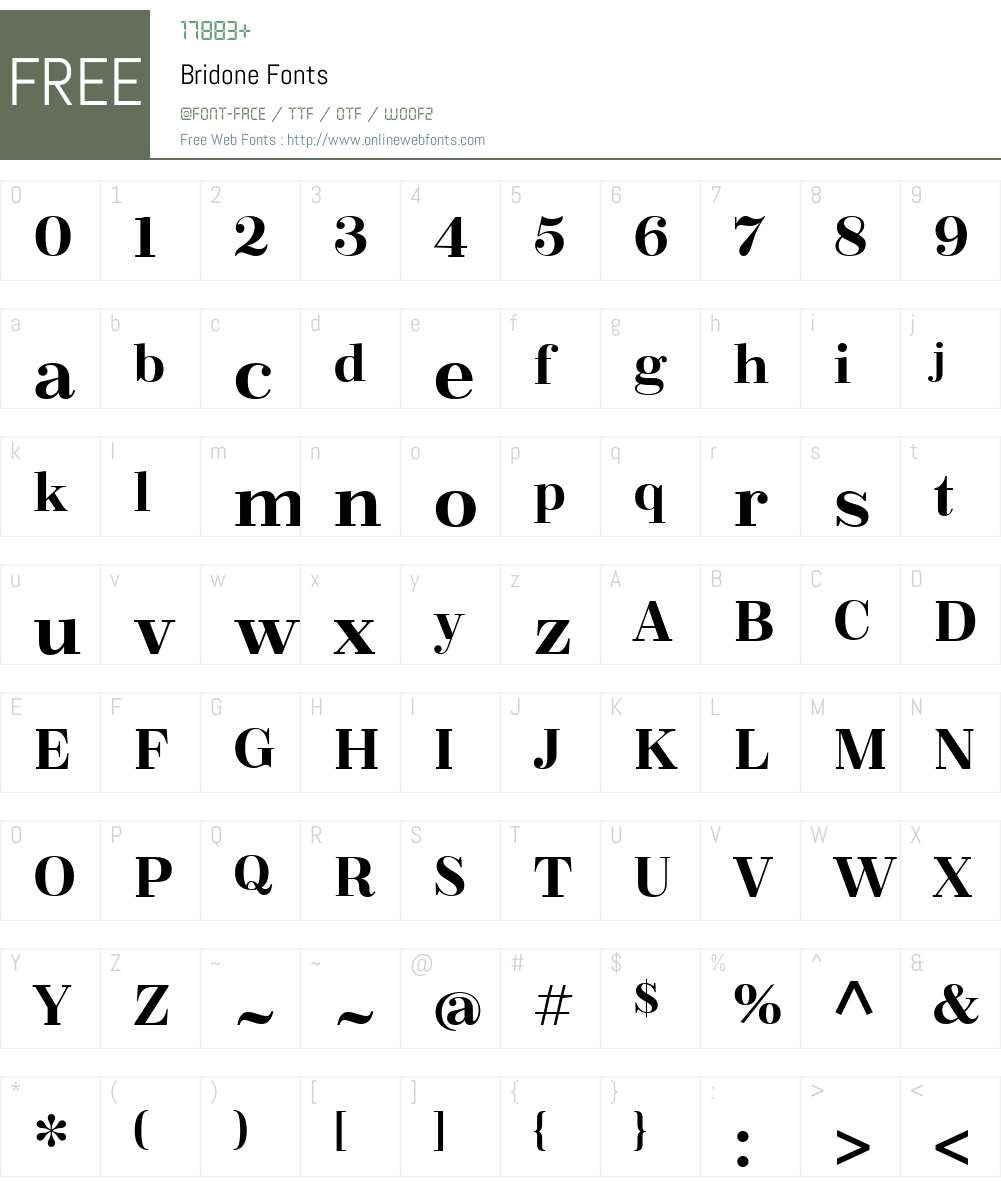 Bridone Font Screenshots