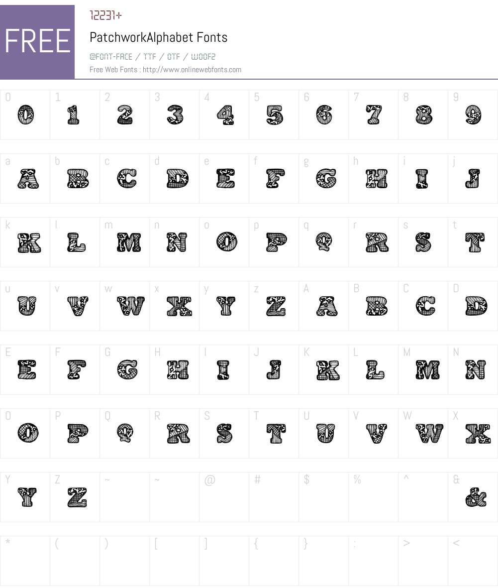 PatchworkAlphabet Font Screenshots