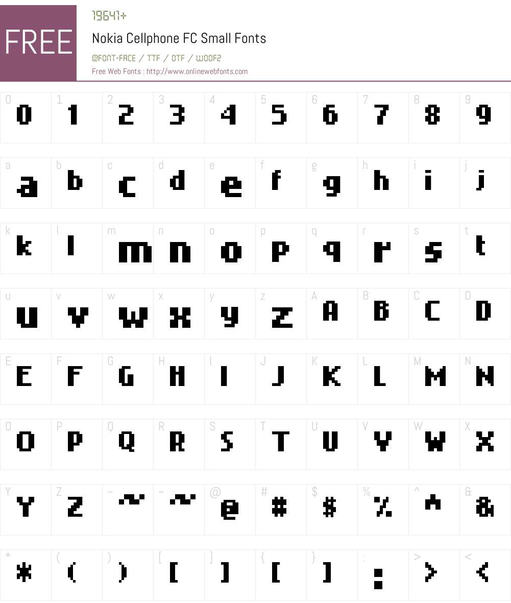 Nokia Cellphone FC Font Screenshots