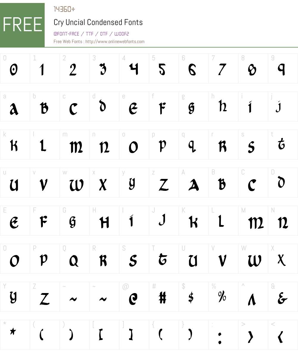 Cry Uncial Condensed Font Screenshots