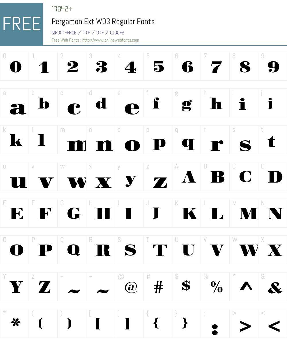 Pergamon Font Screenshots