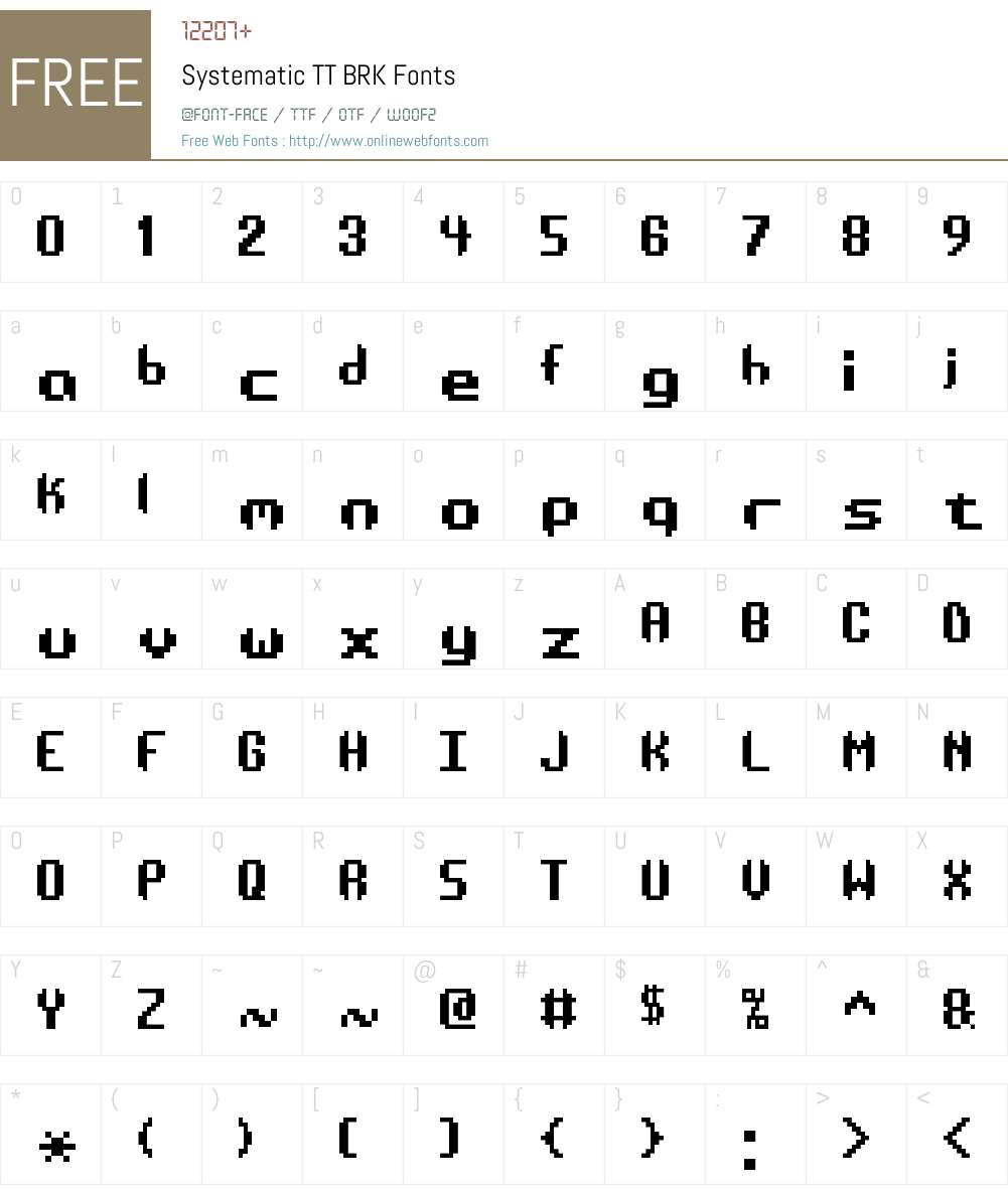 Systematic TT BRK Font Screenshots