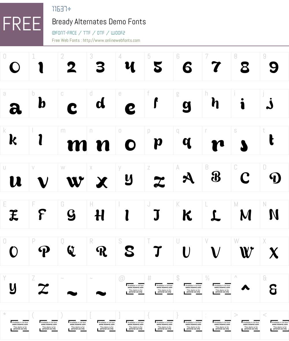 Bready Alternates Demo Font Screenshots