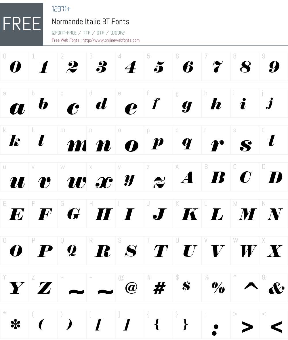 Normande It BT Font Screenshots