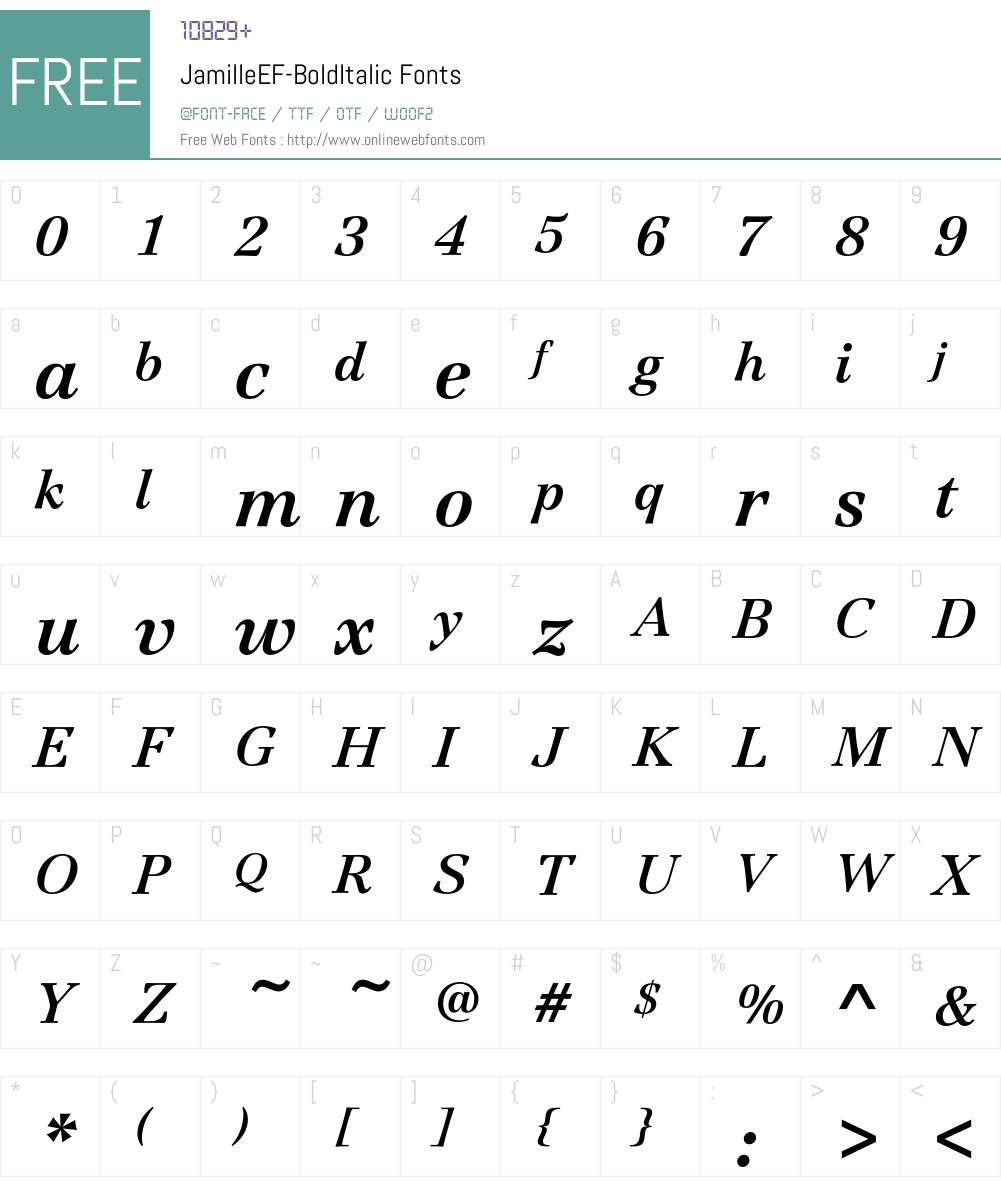 JamilleEF-BoldItalic Font Screenshots