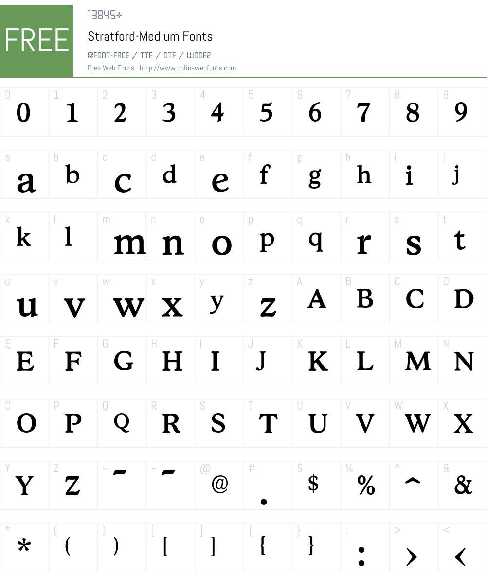 Stratford-Medium Font Screenshots
