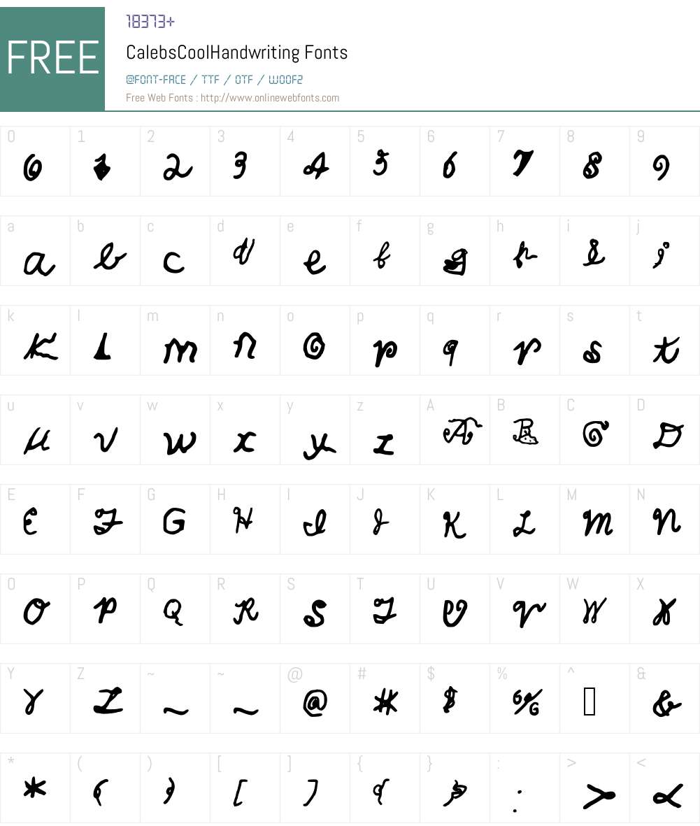 CalebsCoolHandwriting Font Screenshots