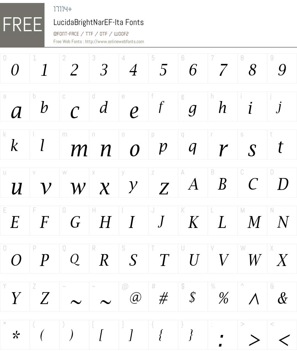 LucidaBrightNarEF Font Screenshots