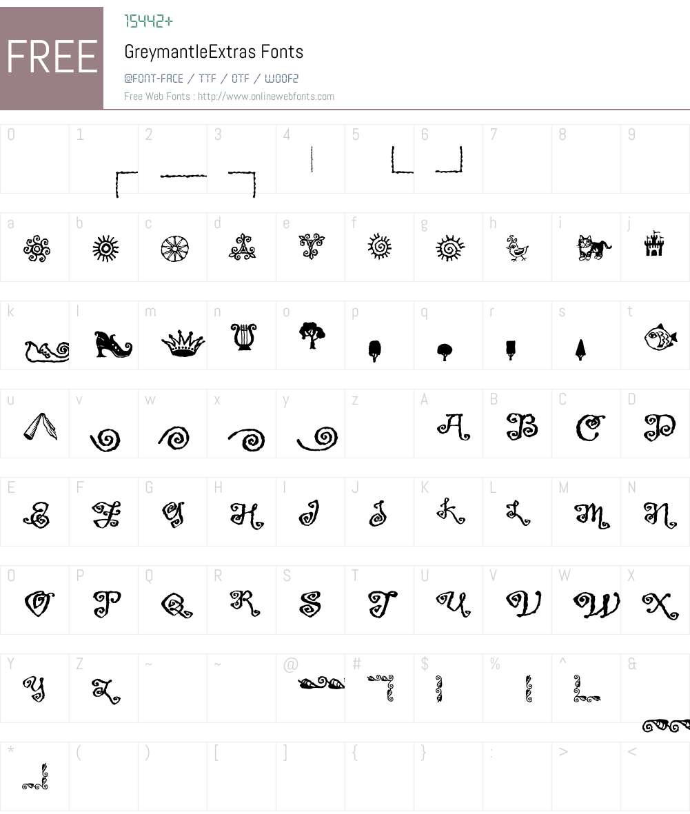 GreymantleExtras Font Screenshots