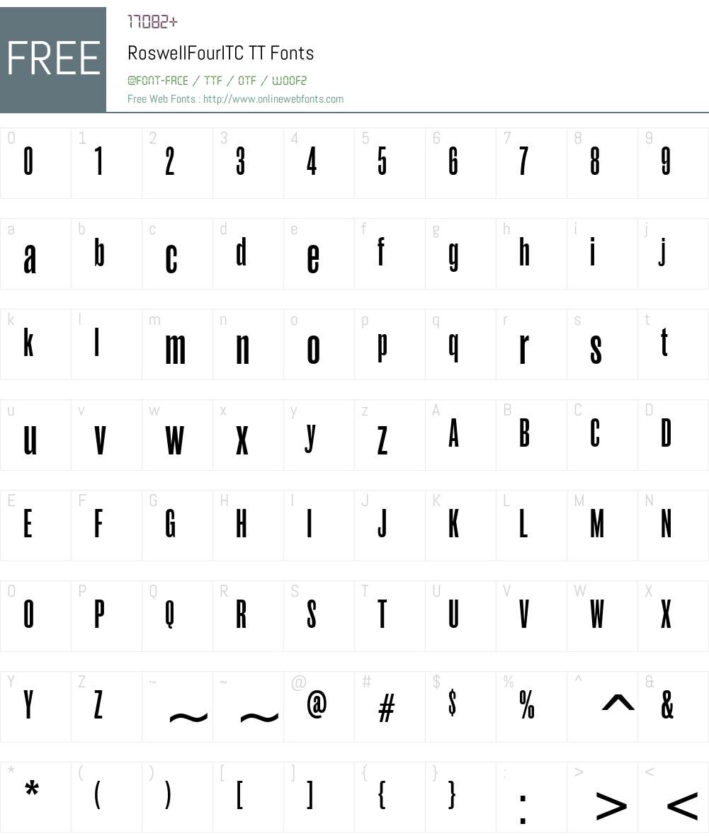 RoswellFourITC TT Font Screenshots
