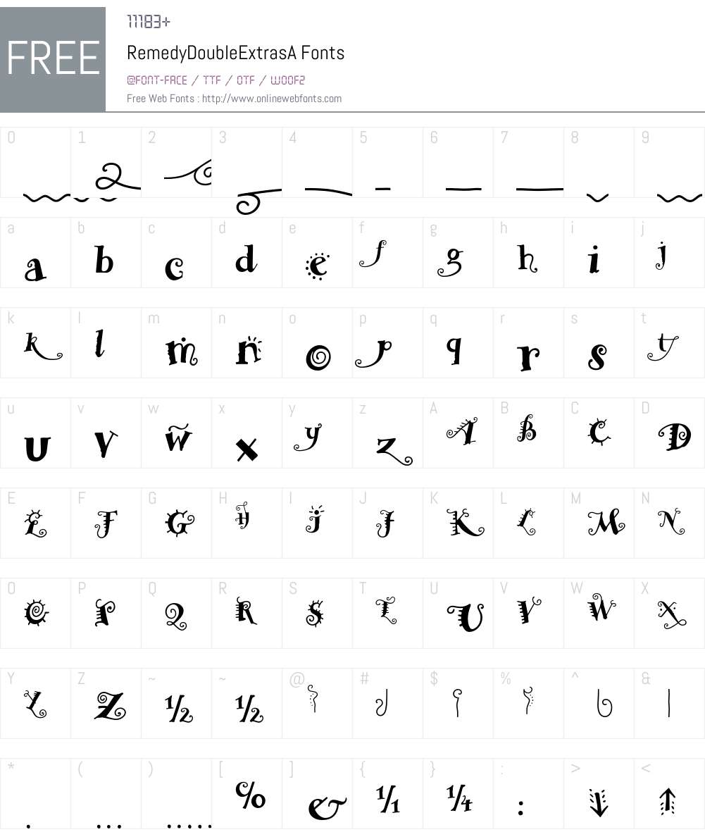 RemedyDoubleExtras Font Screenshots