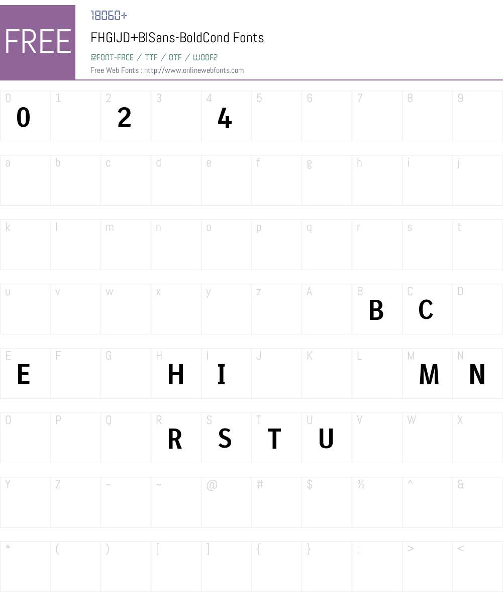 FHGIJD+BISans-BoldCond Font Screenshots