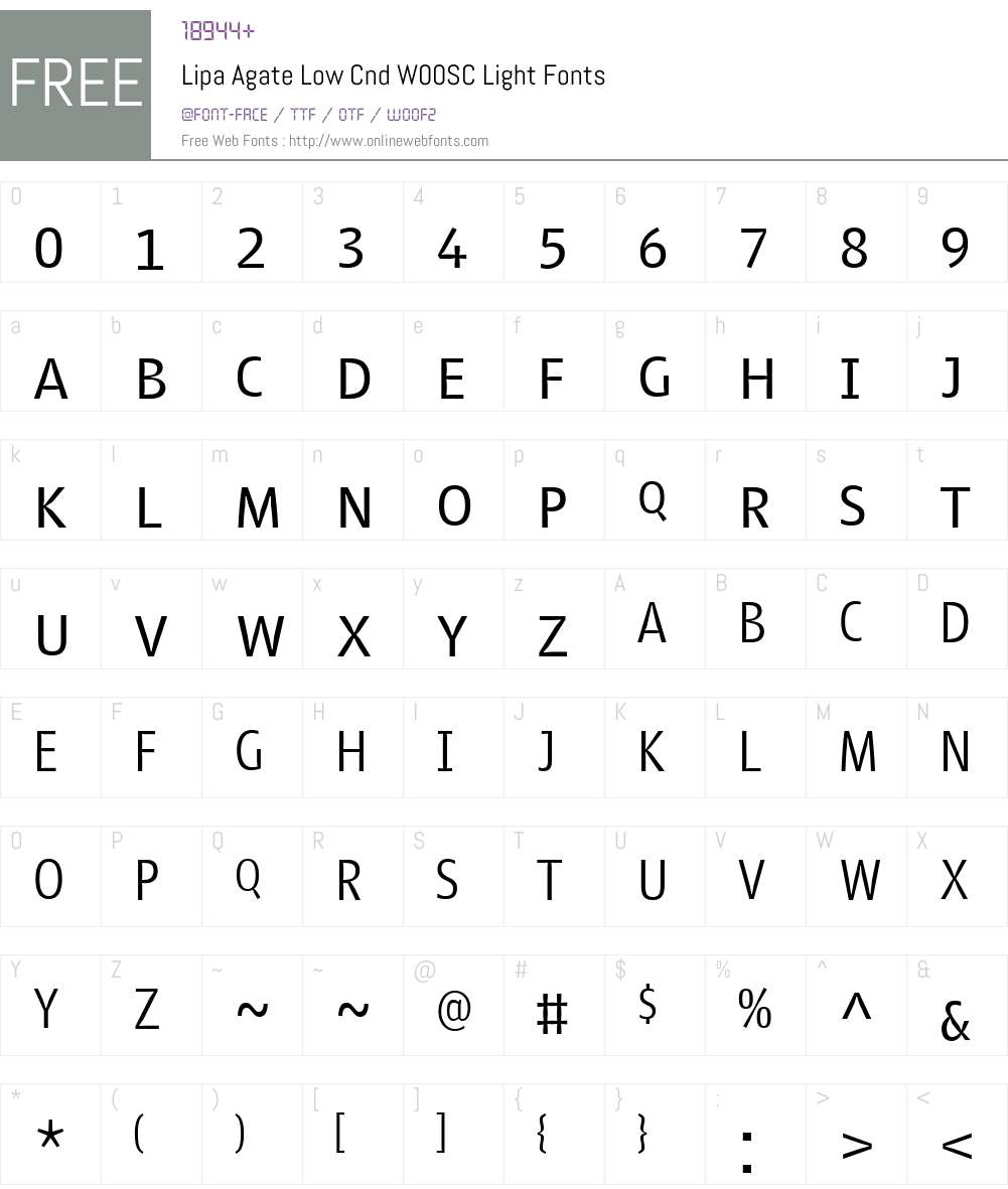LipaAgateLowCndW00SC-Light Font Screenshots