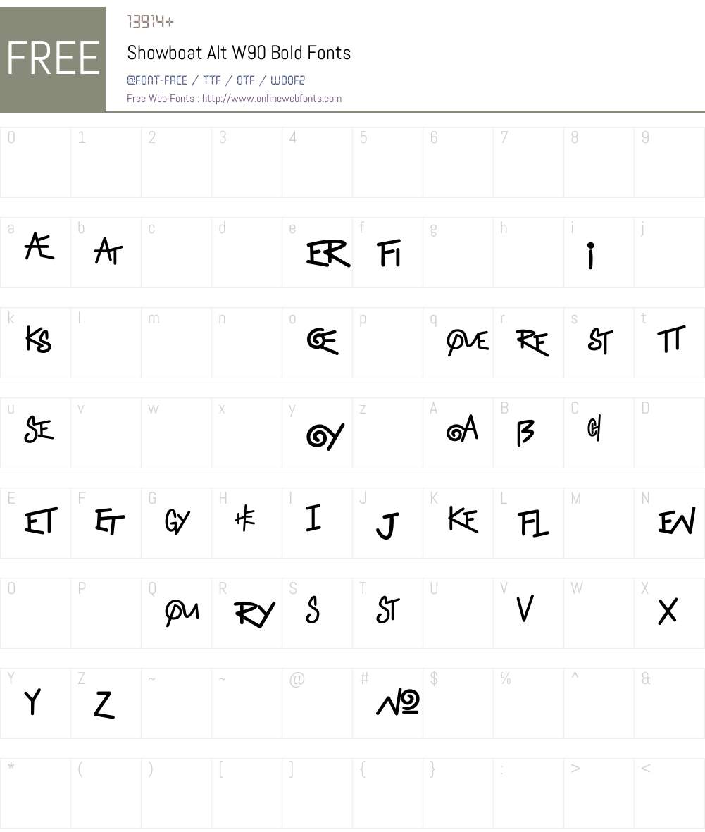 ShowboatAltW90-Bold Font Screenshots