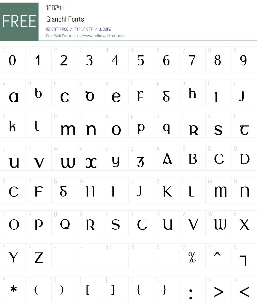 Glanchl Font Screenshots