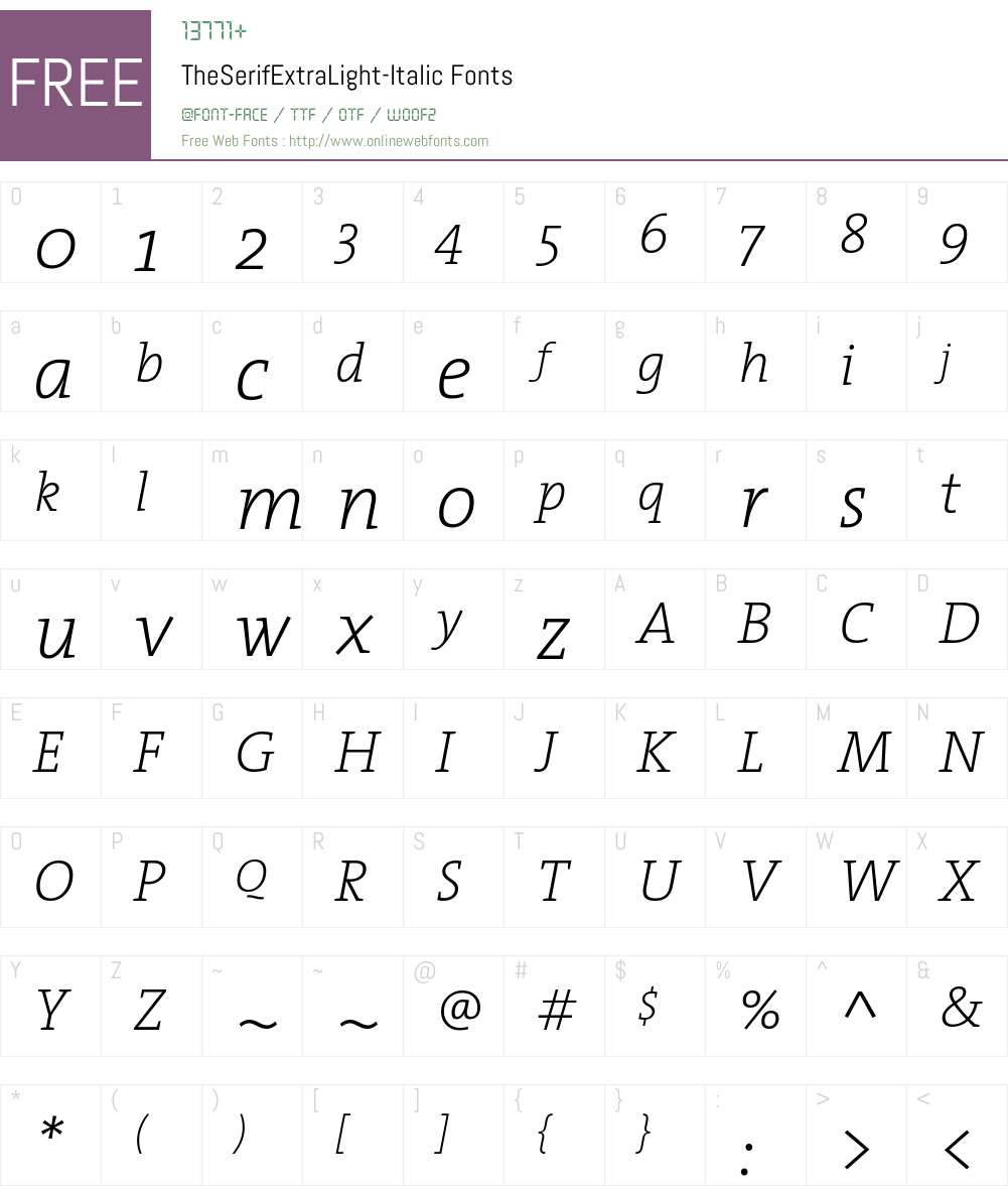 The Serif Extra Light- Font Screenshots