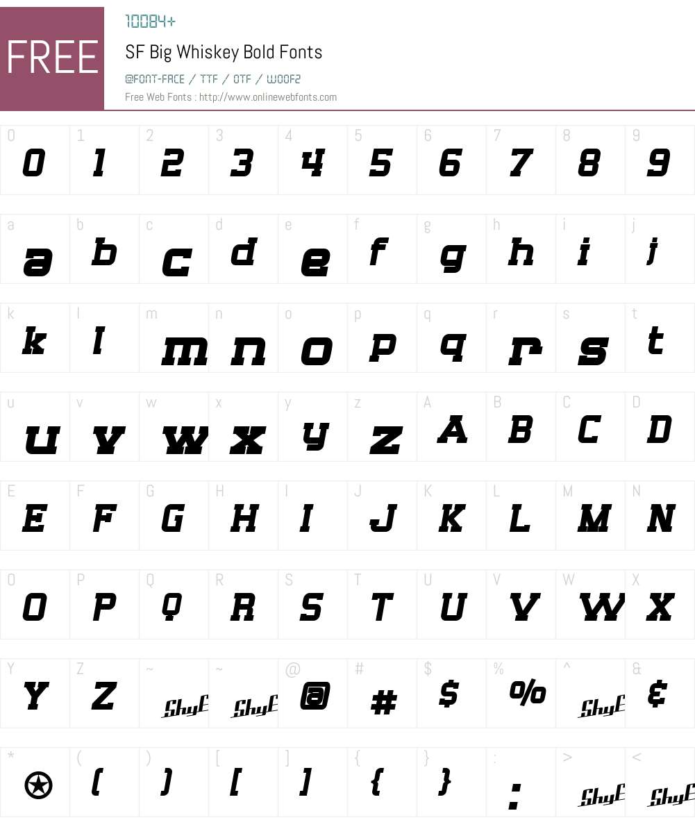 SF Big Whiskey Font Screenshots