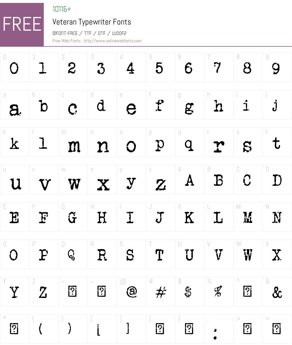 Veteran Typewriter Font Screenshots