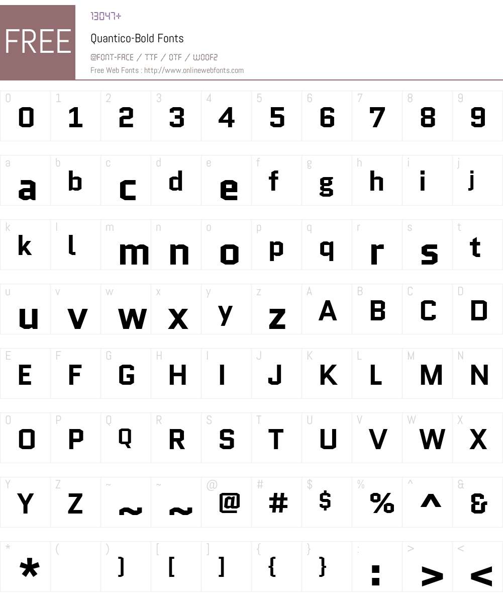 Quantico-Bold Font Screenshots