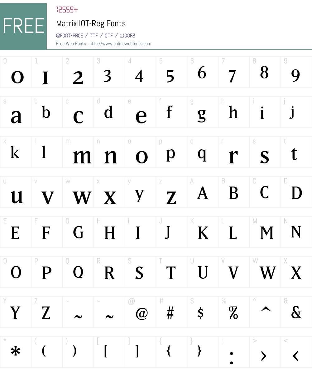 MatrixIIOT-Reg Font Screenshots