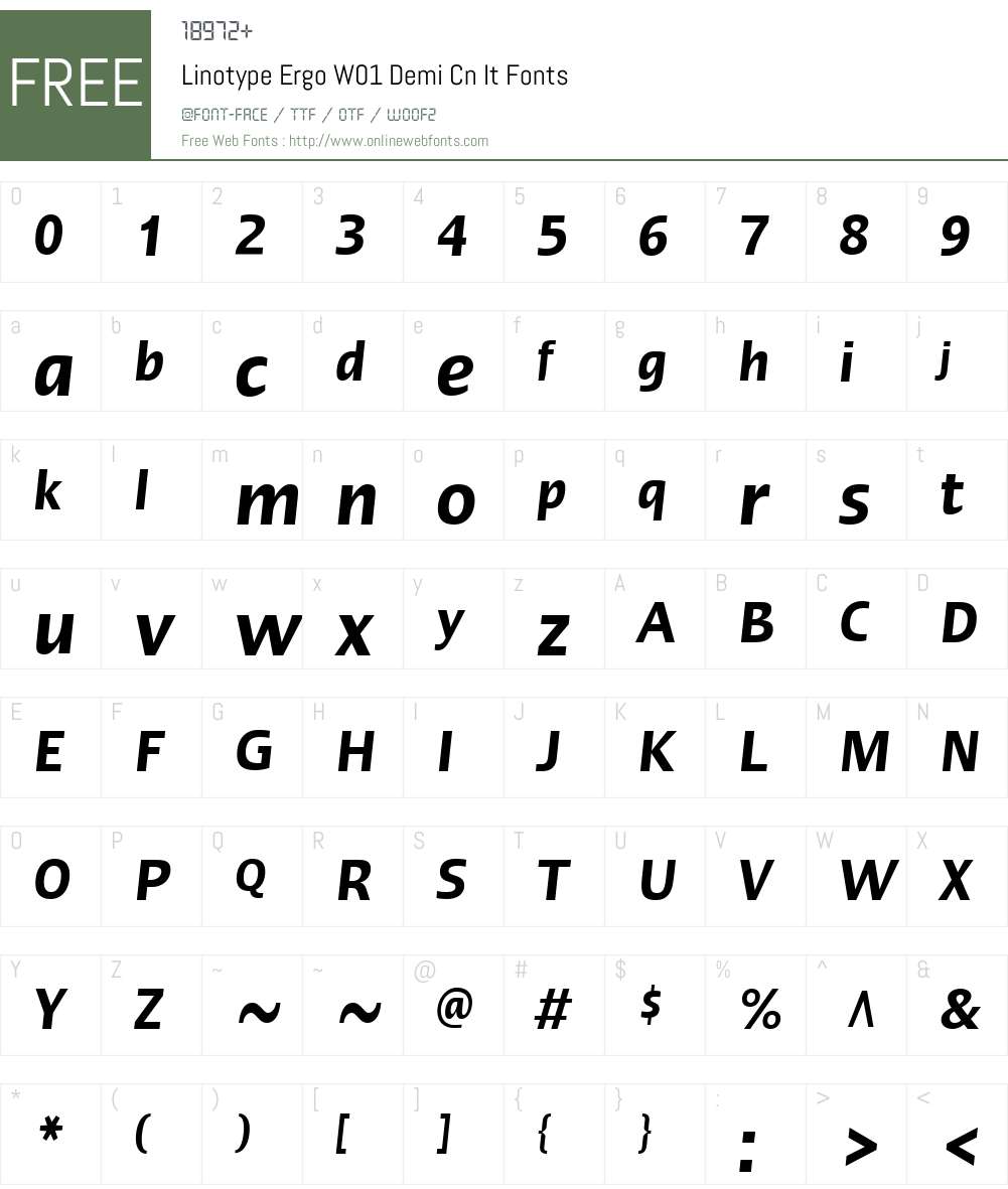 LinotypeErgoW01-DemiCnIt Font Screenshots