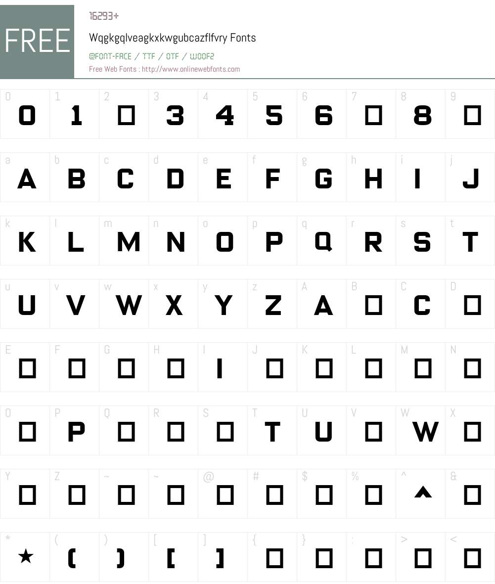 Wqgkgqlveagkxkwgubcazflfvry Font Screenshots