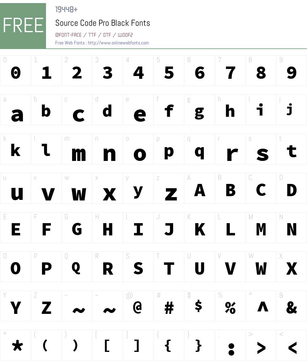 Source Code Pro Black Font Screenshots