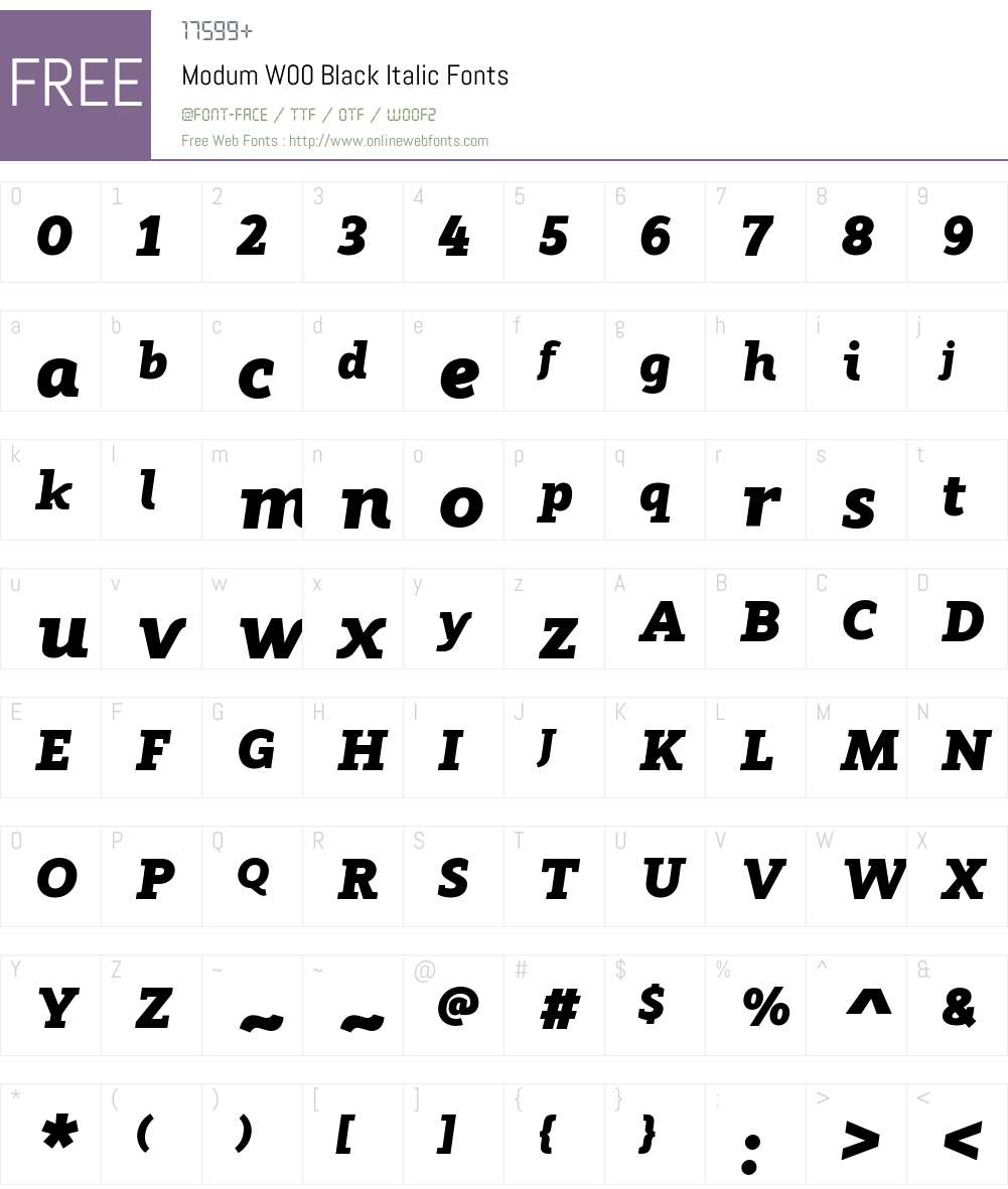 ModumW00-BlackItalic Font Screenshots