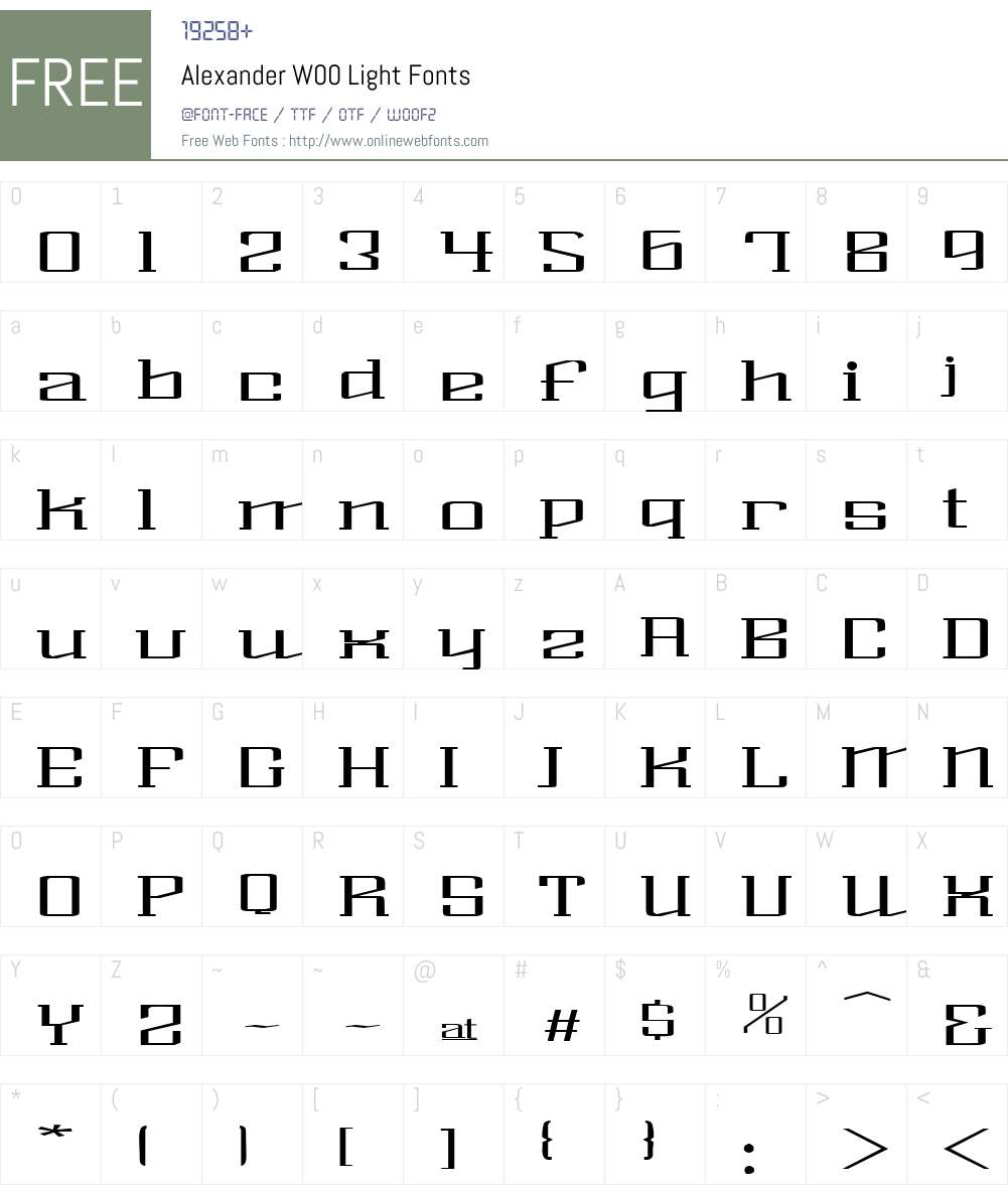 AlexanderW00-Light Font Screenshots
