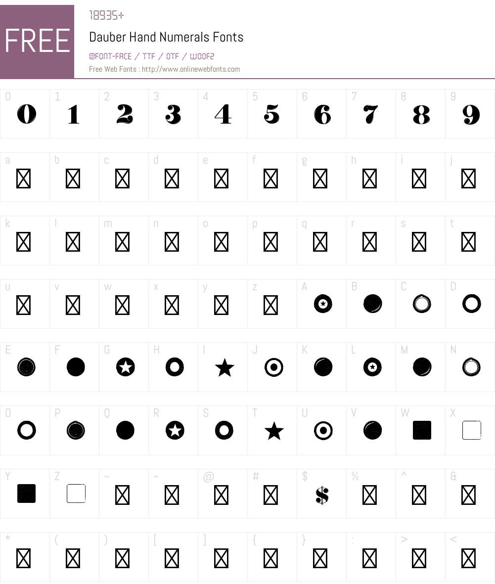 Dauber Hand Numerals Font Screenshots