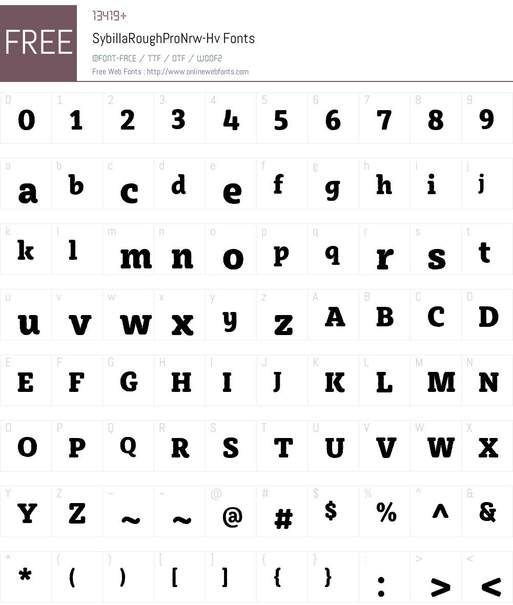 Sybilla Rough Pro Nrw Hv Font Screenshots