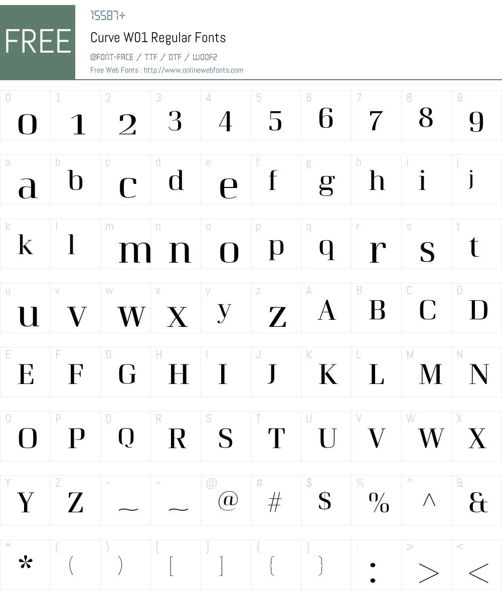 CurveW01-Regular Font Screenshots
