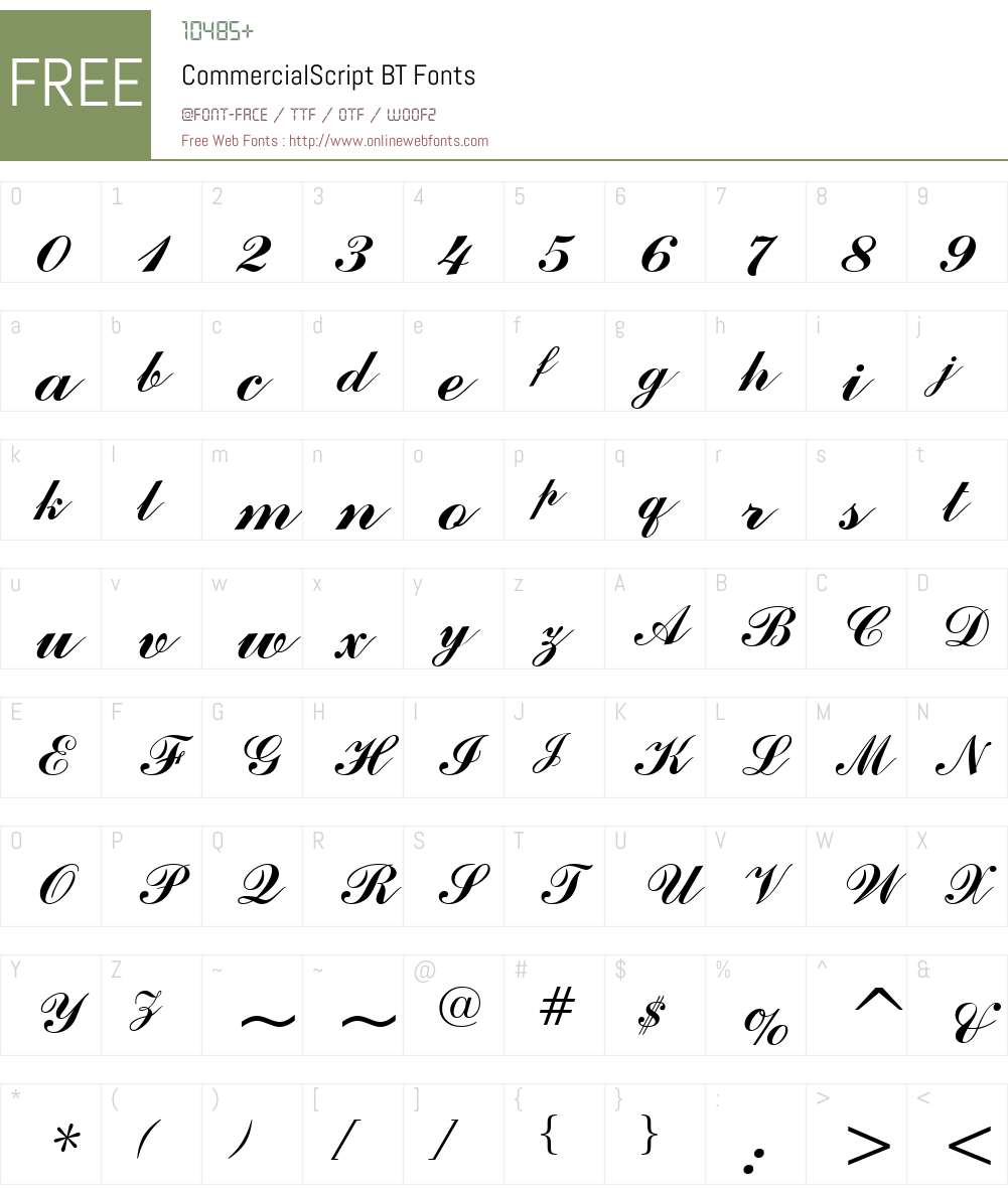 CommercialScript BT Font Screenshots