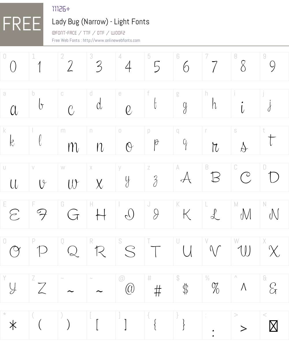 Lady Bug (Narrow) - Light 1.000 Fonts Free Download - OnlineWebFonts.COM