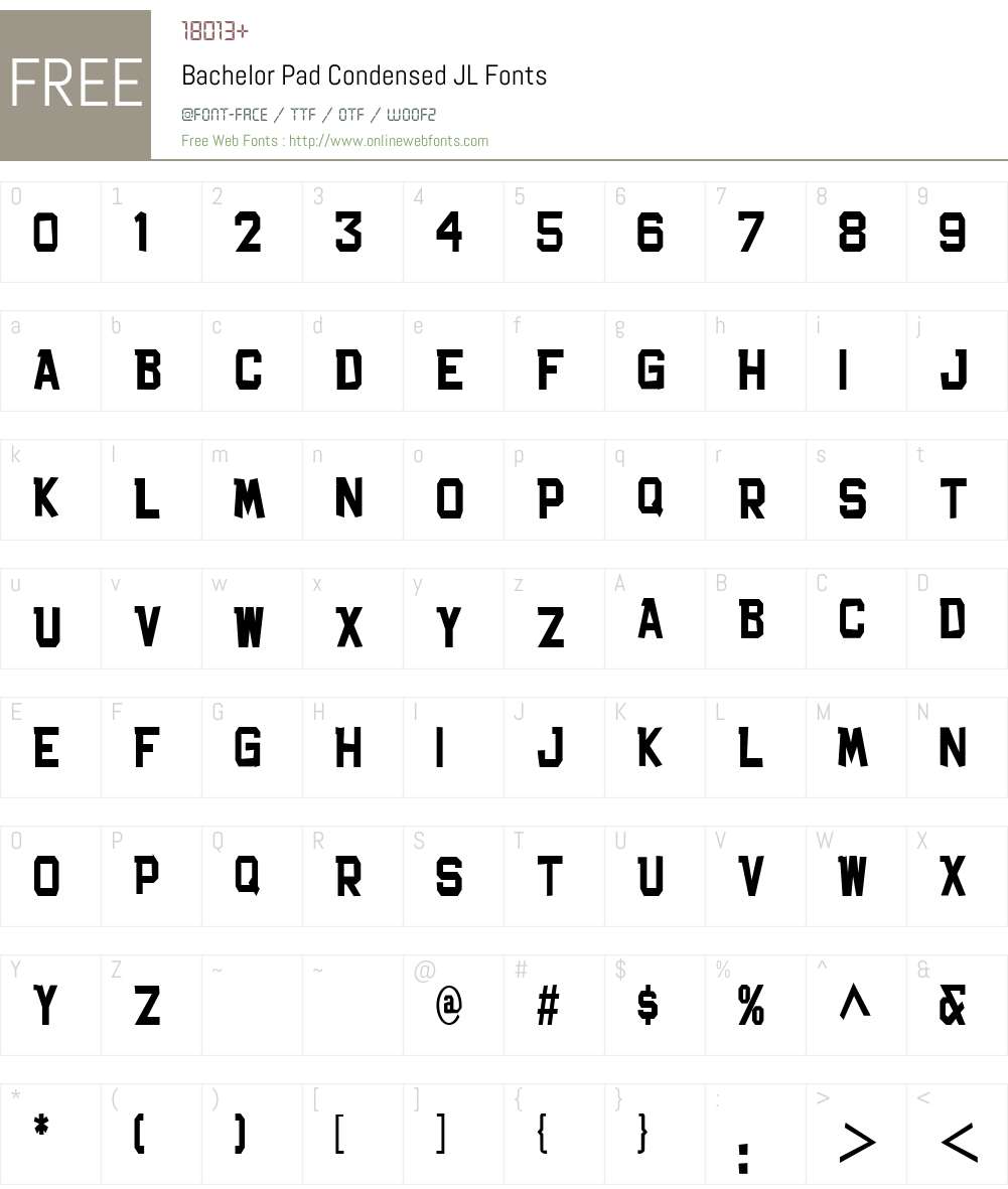 Bachelor Pad Condensed JL Font Screenshots
