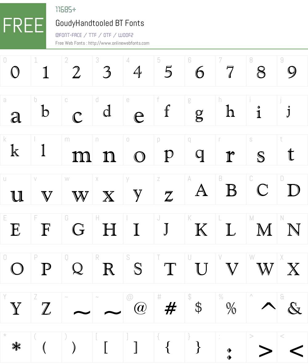 GoudyHandtooled BT Font Screenshots