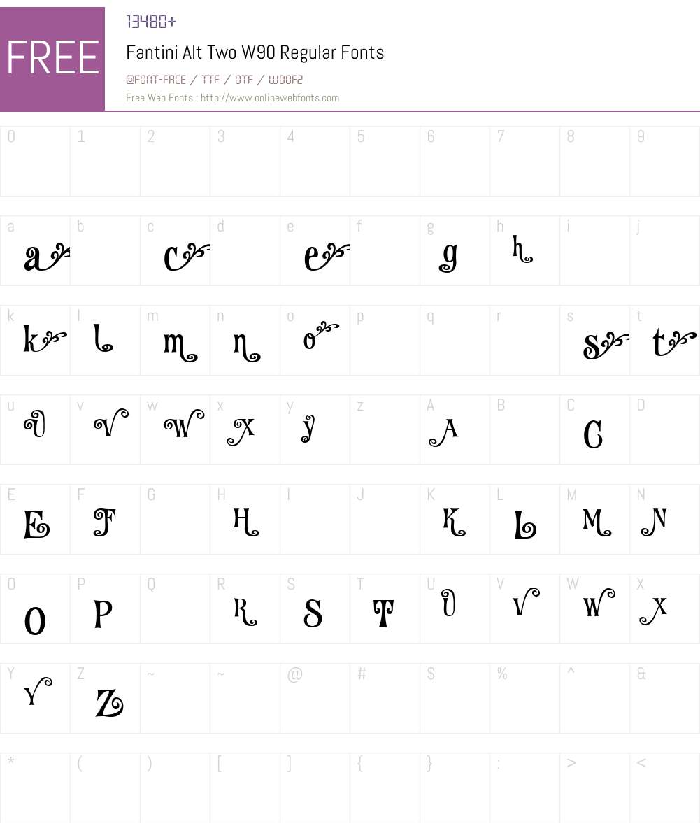 FantiniAltTwoW90-Regular Font Screenshots