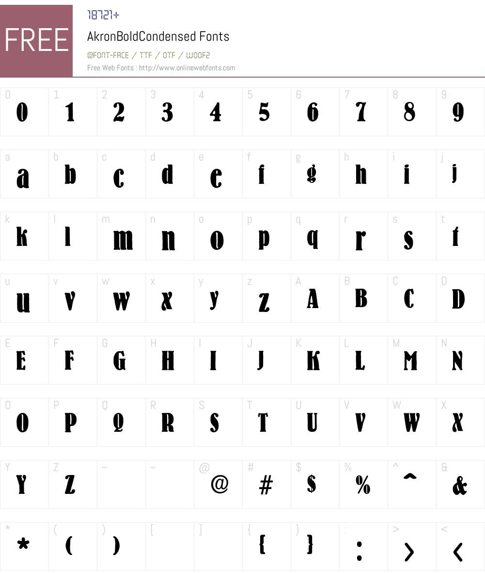 AkronBoldCondensed Font Screenshots