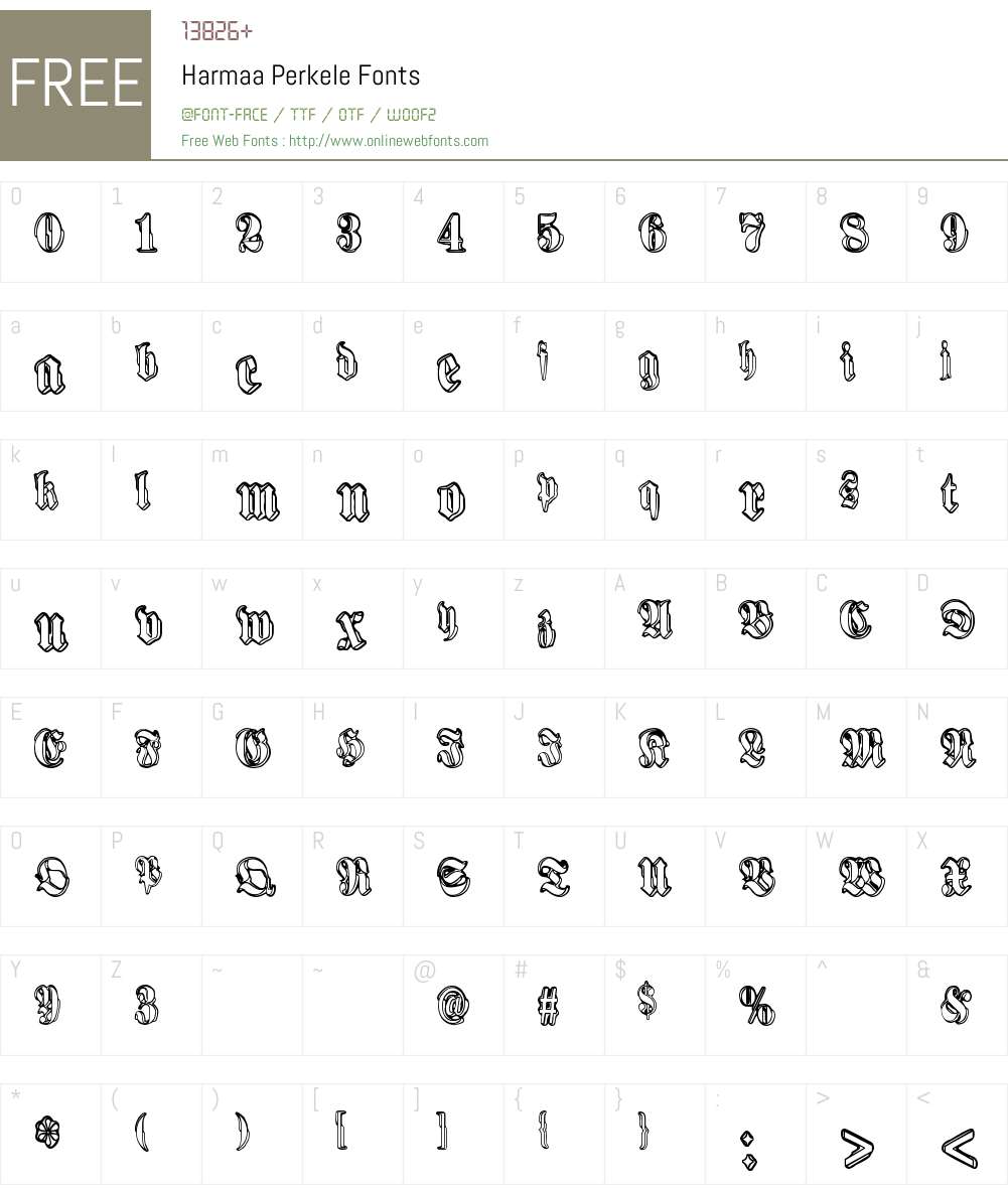 Harmaa Perkele Font Screenshots