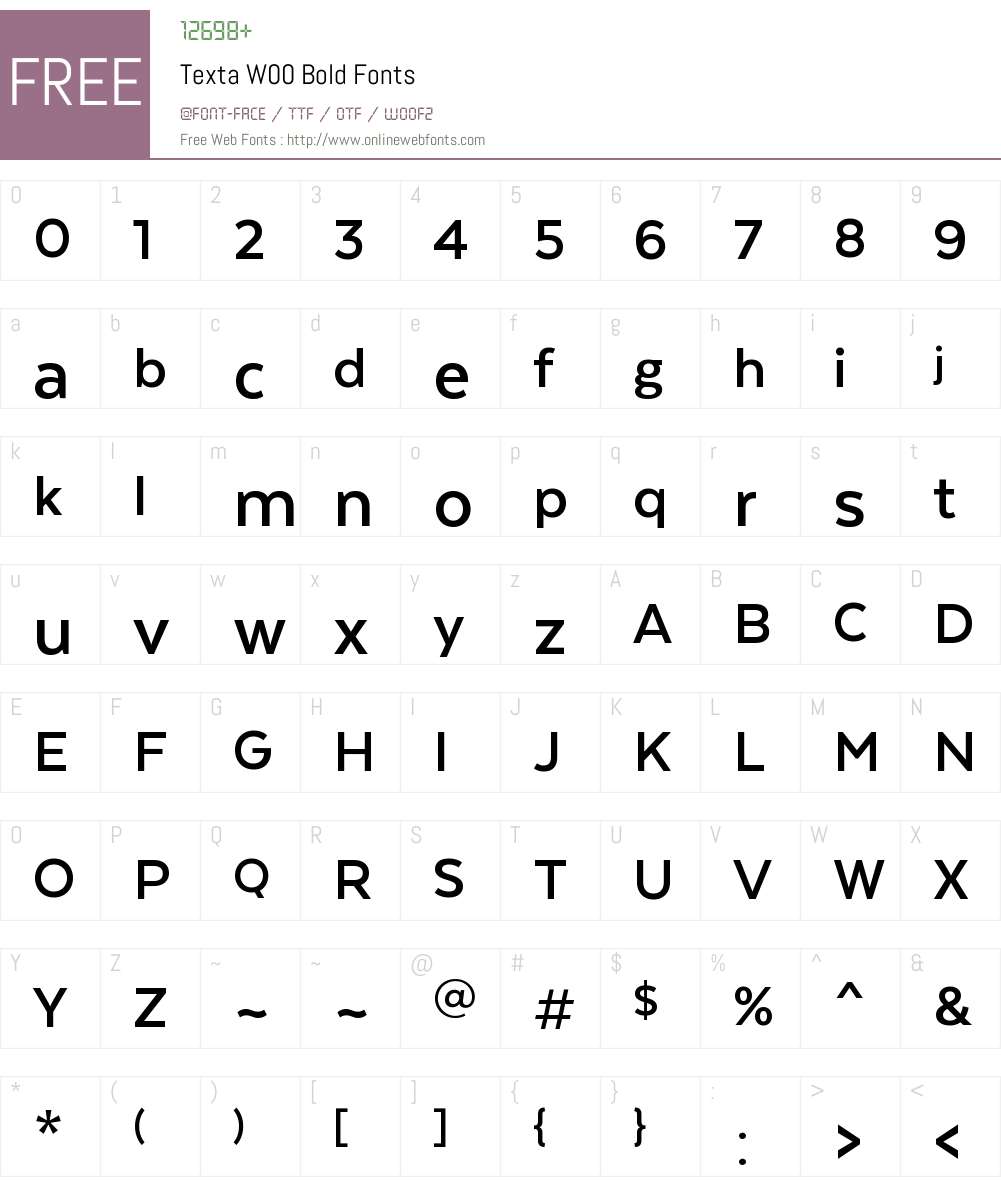 TextaW00-Bold Font Screenshots