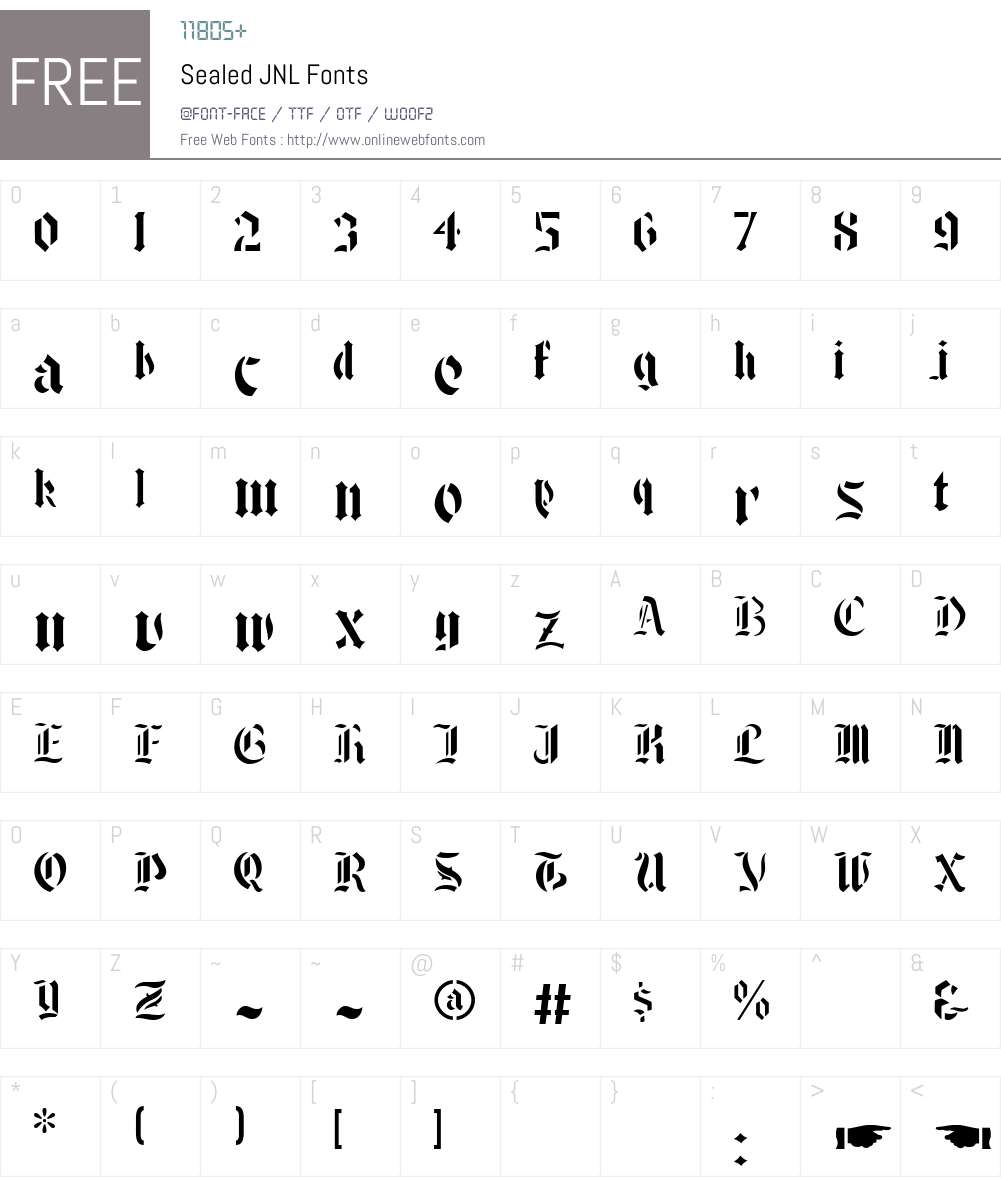 SealedJNL Font Screenshots