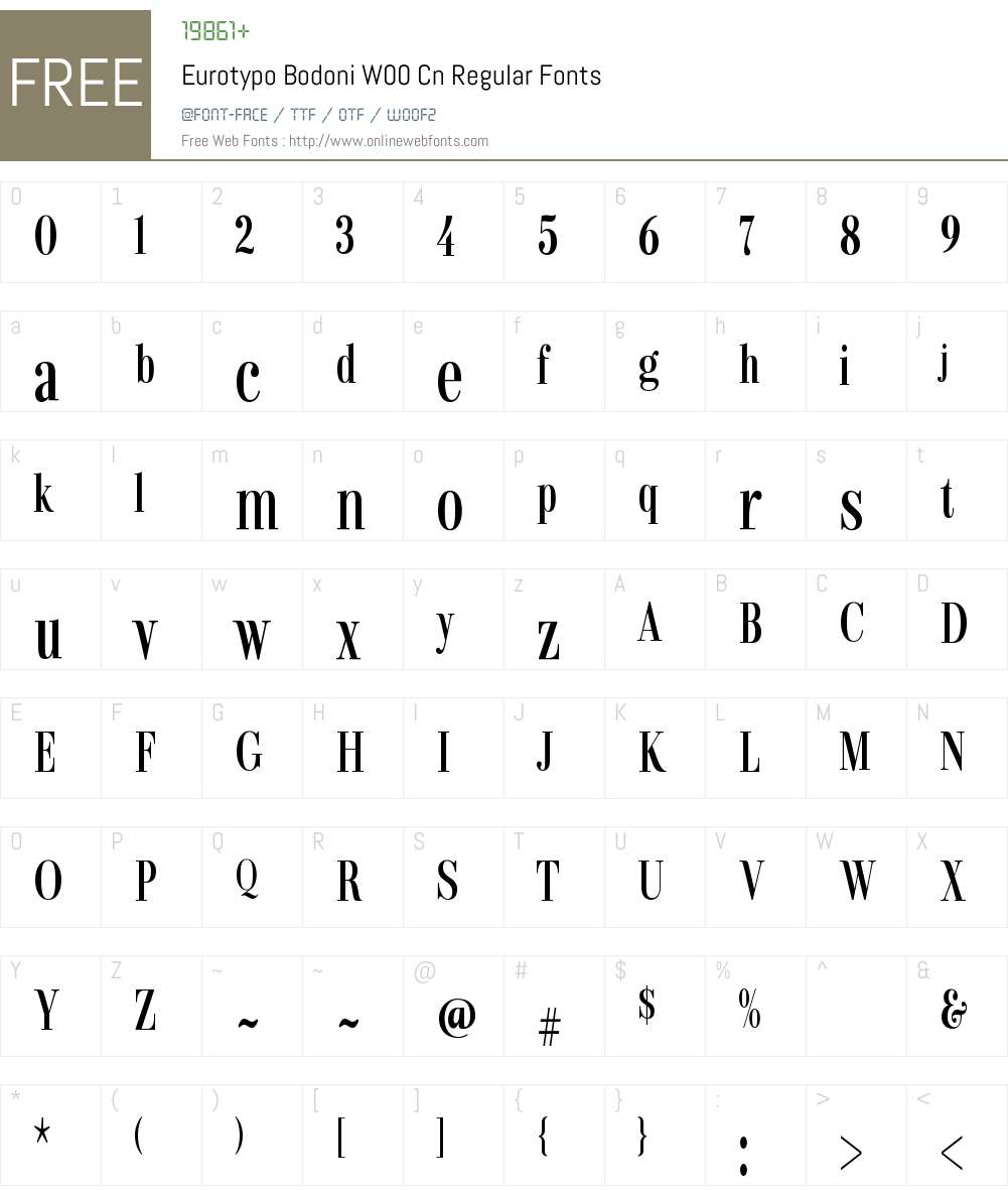 EurotypoBodoniW00-CnRegular Font Screenshots