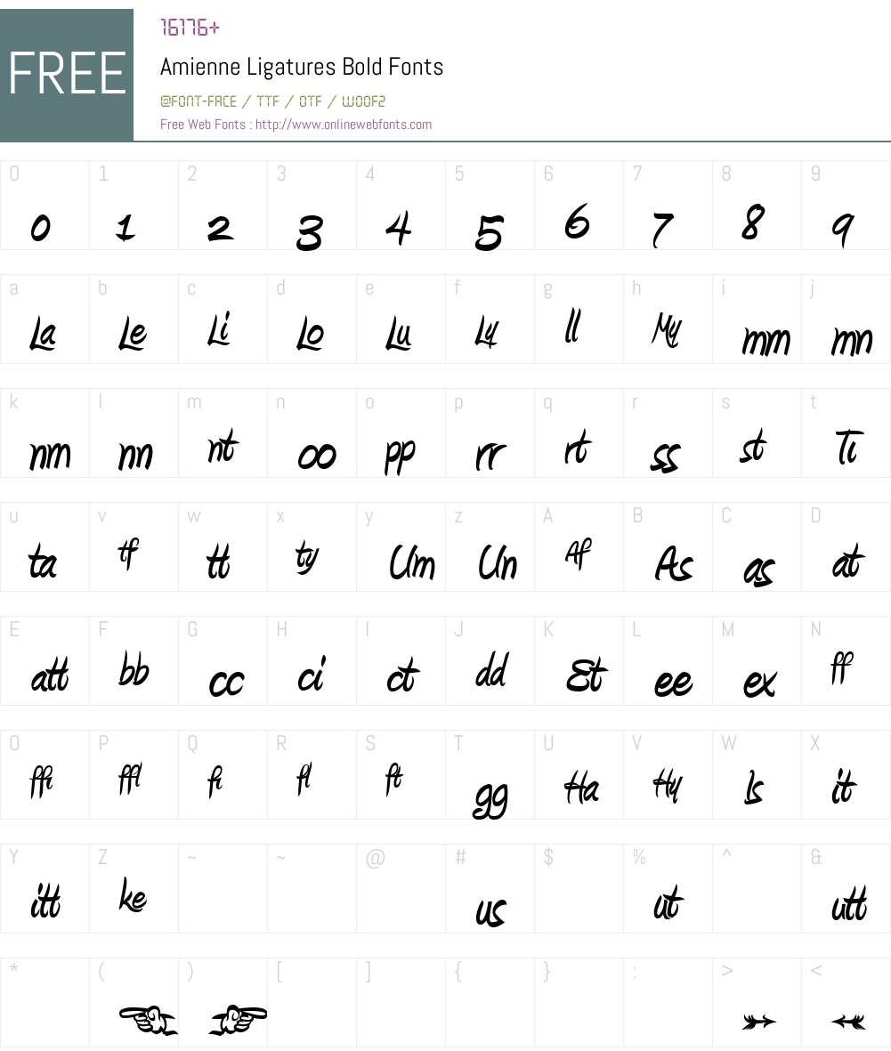 Amienne Ligatures Font Screenshots