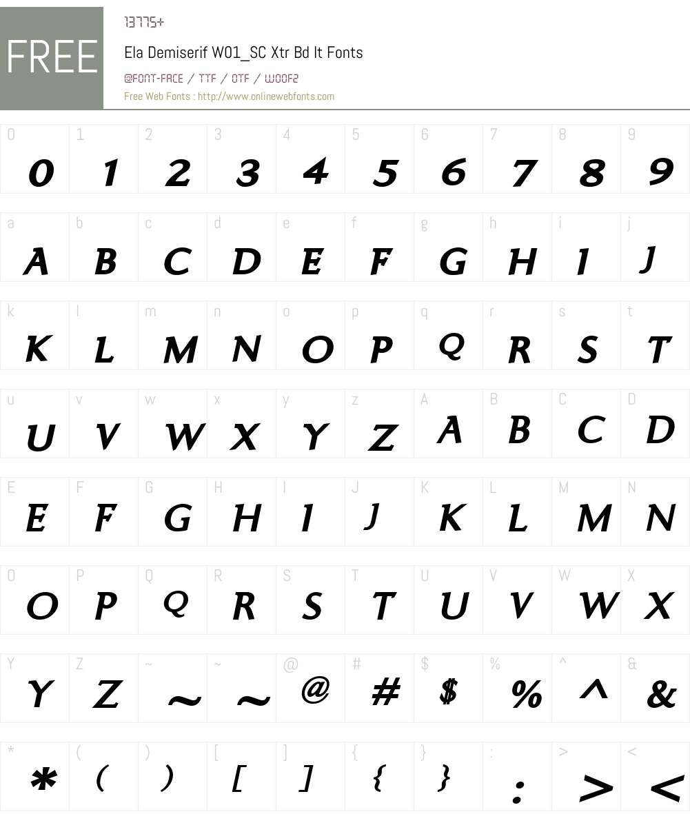 ElaDemiserifW01_SC-XtrBdIt Font Screenshots