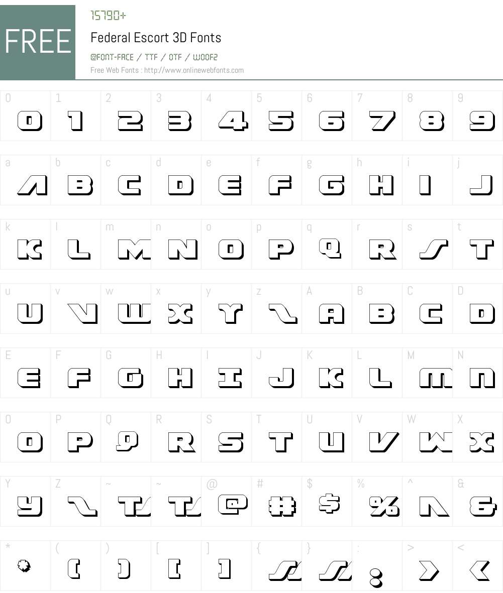 Federal Escort 3D Font Screenshots