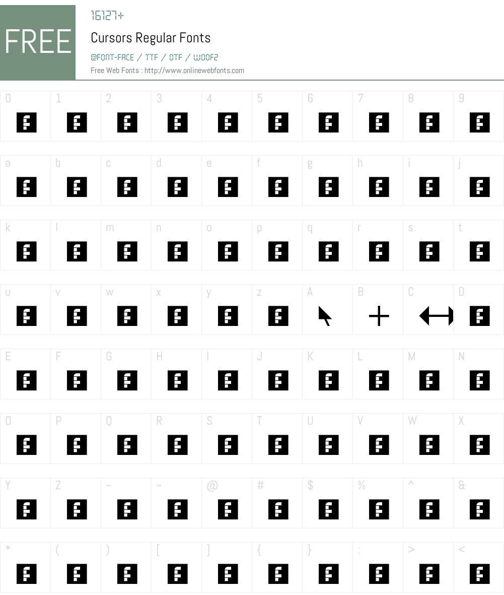 Cursors Font Screenshots