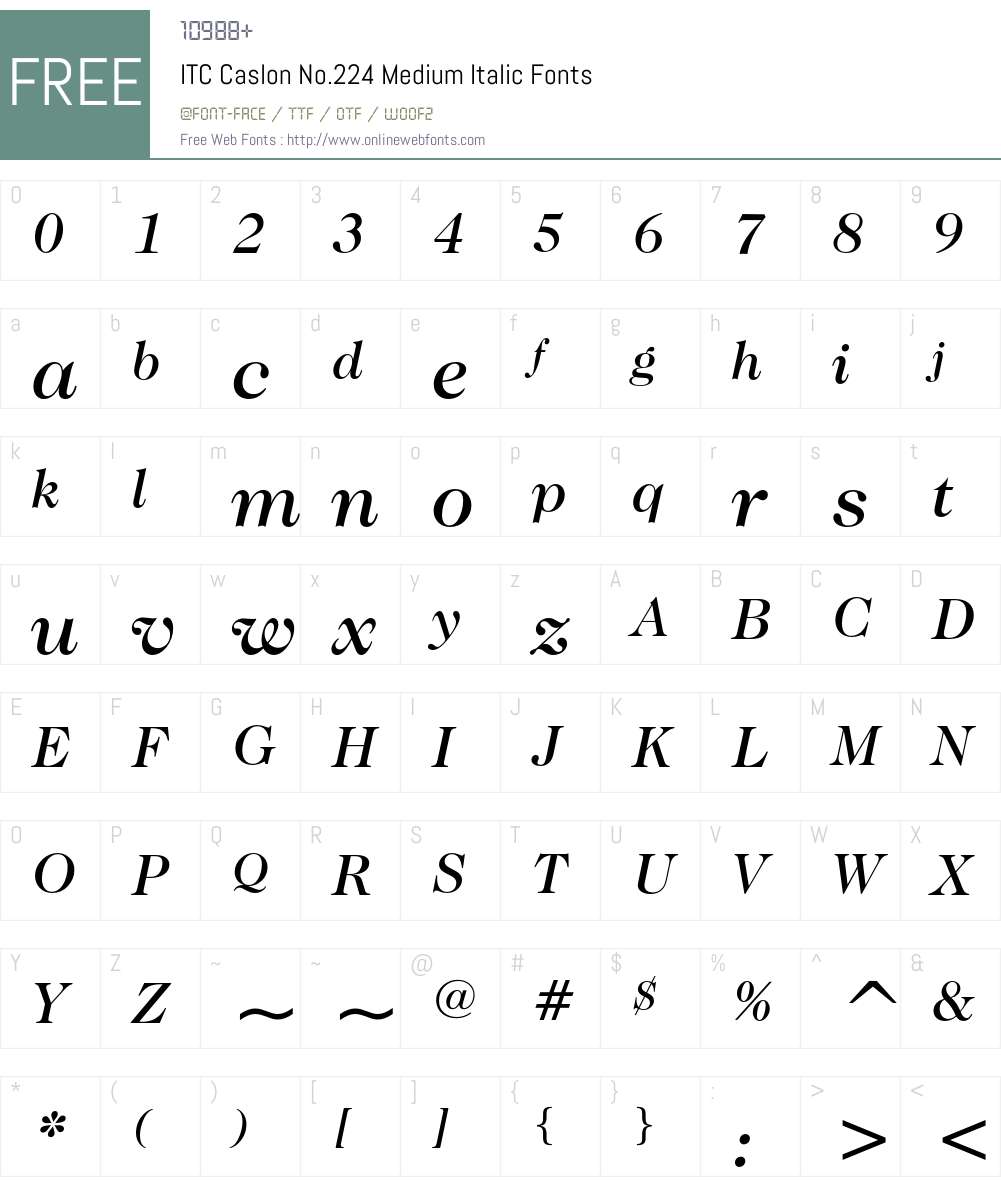 ITC Caslon No.224 Font Screenshots