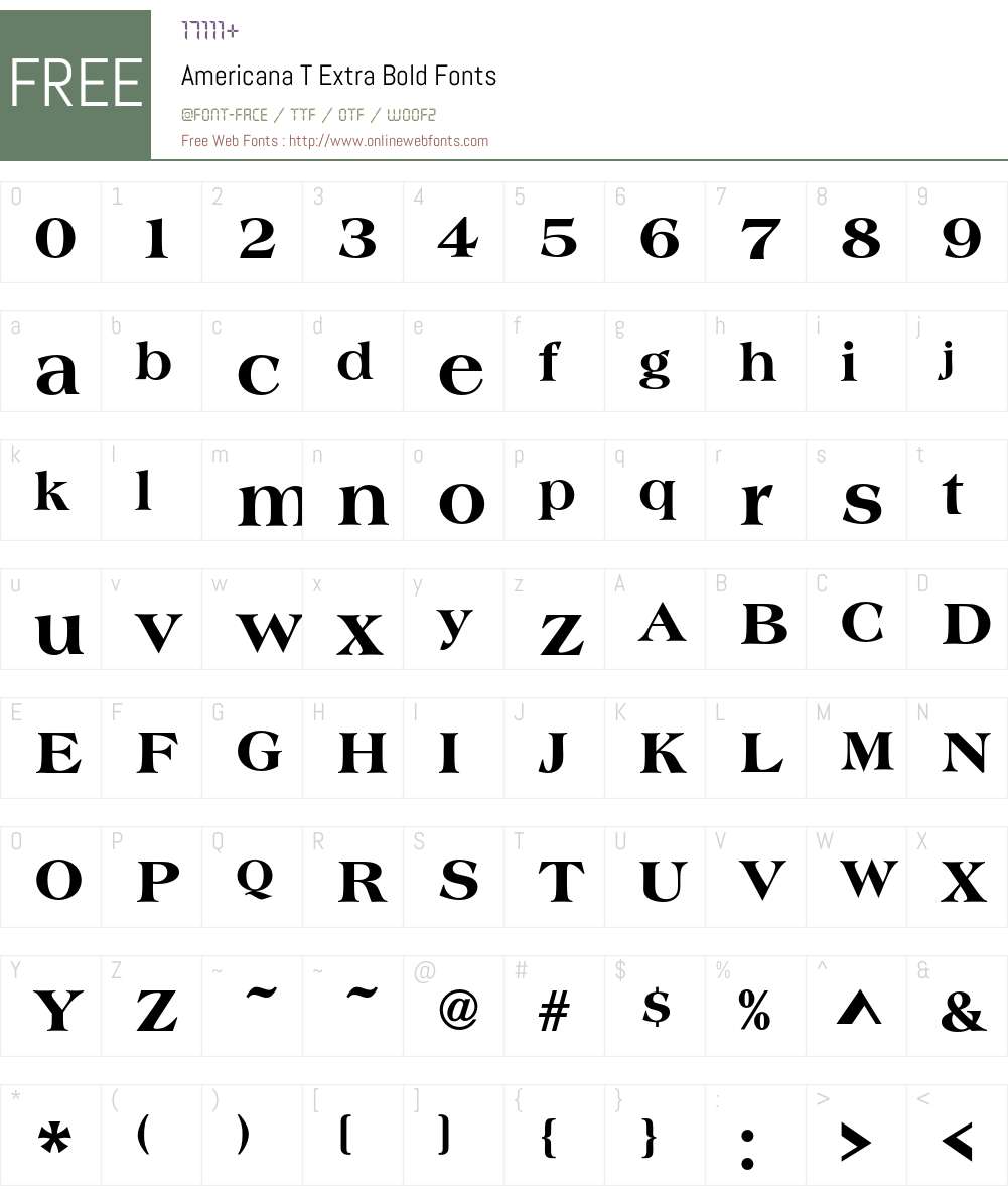 Americana T Font Screenshots